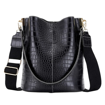 Women's Crocodile Pattern Bucket Shoulder Bag